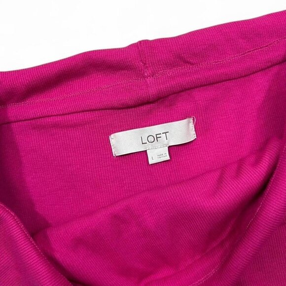 Y2K Loft Fuchsia Pink Foldover Off The Shoulder‎ Ribbed Top Large - Picture 3 of 6